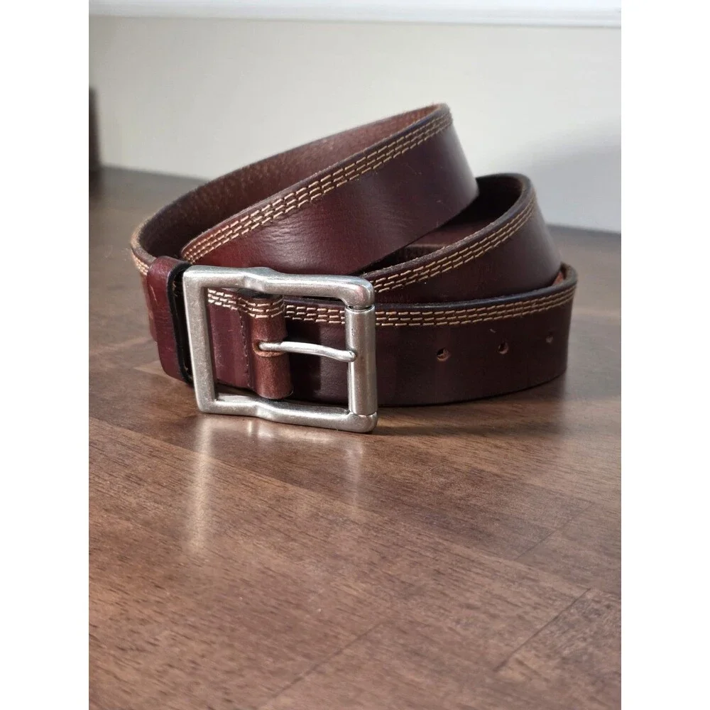 Browning Men’s Genuine Leather Triple Stitch Casual Work Belt Brown Size 44